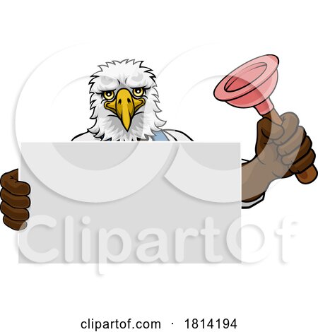 Plumber Eagle Plunger Cartoon Plumbing Mascot by AtStockIllustration