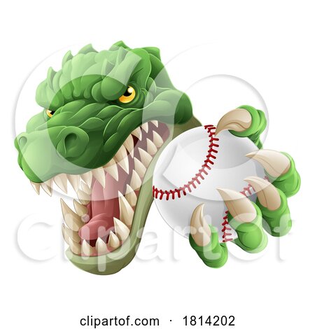 Crocodile Dinosaur Alligator Baseball Sport Mascot by AtStockIllustration