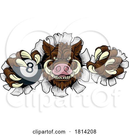 Boar Wild Hog Razorback Warthog Pig Pool Mascot by AtStockIllustration