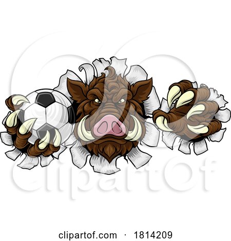 Boar Wild Hog Razorback Warthog Pig Soccer Mascot by AtStockIllustration