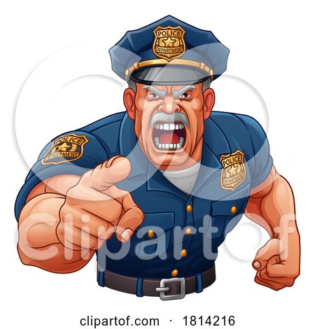 Policeman Angry Police Man Cartoon Character Cop by AtStockIllustration