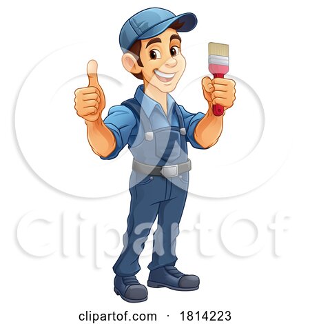 Painter Decorator Paint Brush Cartoon Handy Man by AtStockIllustration