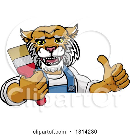 Wildcat Painter Decorator Holding Paintbrush by AtStockIllustration