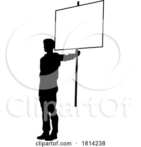 Protest Rally March Picket Sign Silhouette Person by AtStockIllustration