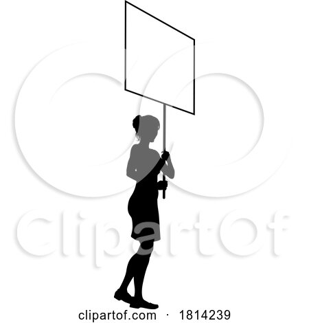 Protest Rally March Picket Sign Silhouette Person by AtStockIllustration