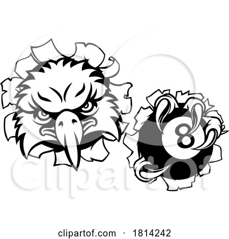 Eagle Pool 8 Ball Billiards Mascot Cartoon by AtStockIllustration