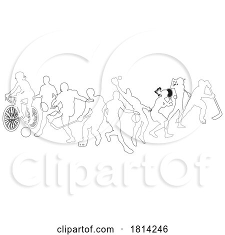 Sports Active Fitness Sport Silhouette People Set by AtStockIllustration