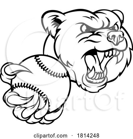 Bear Softball Baseball Claw Grizzly Animal Mascot by AtStockIllustration