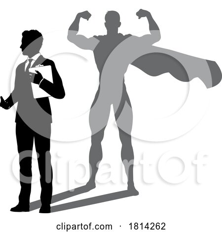 Superhero Business Man with Super Hero Shadow by AtStockIllustration