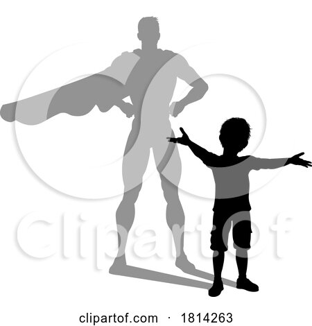 Superhero Child Kid with Super Hero Shadow by AtStockIllustration