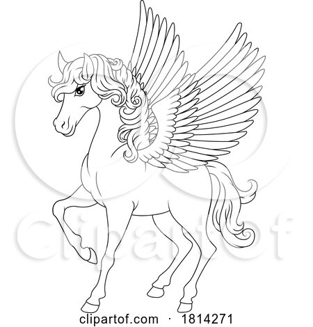 Pegasus Wings Horse Cartoon Animal Illustration by AtStockIllustration