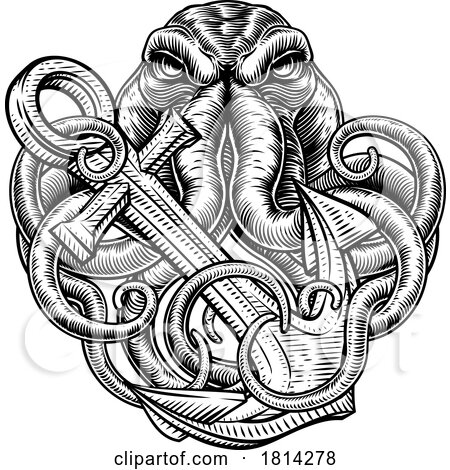 Octopus Anchor Kraken Sailor Tattoo Style Deisgn by AtStockIllustration