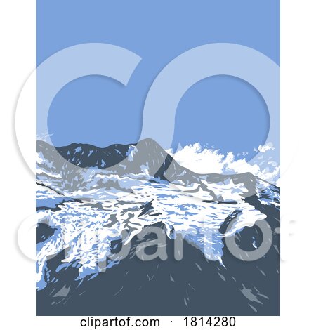 Aoraki Mount Cook National Park in New Zealand WPA Poster Art by patrimonio