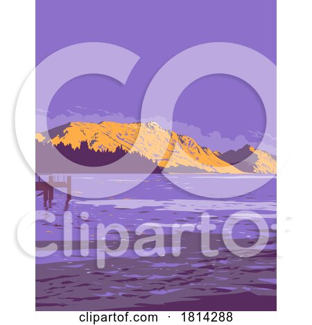 Lake Wakatipu in Queenstown New Zealand WPA Poster Art by patrimonio