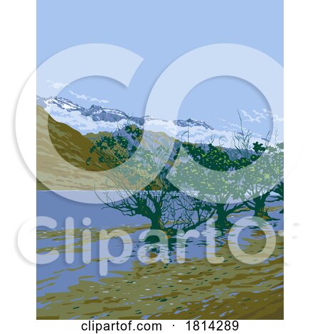 Lake Wakatipu and the Remarkables in Glenorchy New Zealand WPA Poster Art by patrimonio