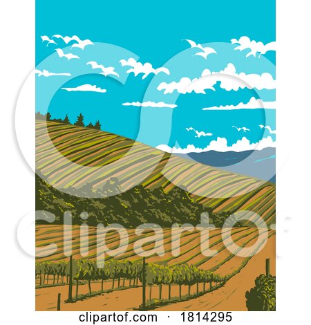 Vineyards in Sonoma Valley Wine Region Northern California WPA Poster Art by patrimonio