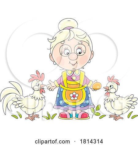 Grandmother with Chickens Licensed Stock Image by Alex Bannykh