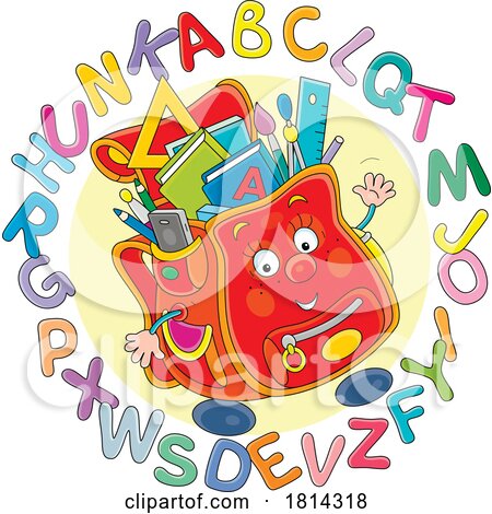 Backpack Mascot with Alphabet Letters Licensed Stock Image by Alex Bannykh