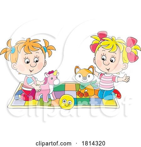 Girls Playing with Toys Licensed Stock Image by Alex Bannykh