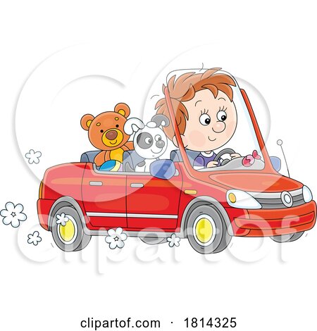 Boy Driving Licensed Stock Image by Alex Bannykh