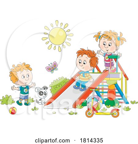 Children Playing on a Slide Licensed Stock Image by Alex Bannykh