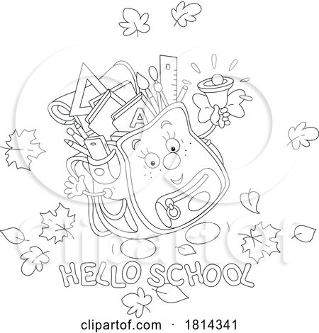 Backpack Mascot with Hellow School Greeting Licensed Stock Image by Alex Bannykh