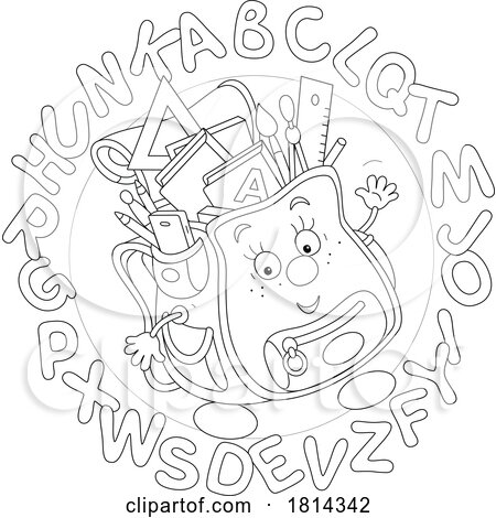 Backpack Mascot with Alphabet Letters Licensed Stock Image by Alex Bannykh