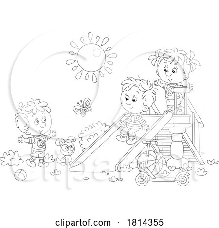 Children Playing on a Slide Licensed Stock Image by Alex Bannykh