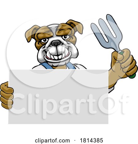 Gardener Tool Farmer Bulldog Dog Cartoon Mascot by AtStockIllustration