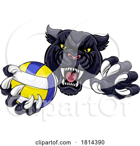 Panther Jaguar Leopard Volleyball Ball Claw Mascot by AtStockIllustration