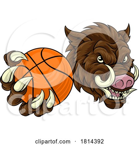 Boar Wild Hog Razorback Warthog Basketball Mascot by AtStockIllustration