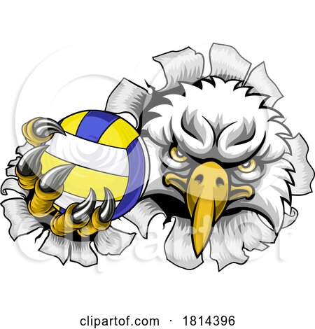 Eagle Hawk Bird Volleyball Volley Ball Mascot by AtStockIllustration