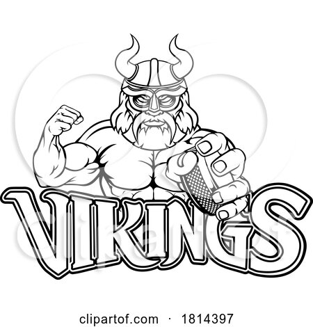 Viking Man Ice Hockey Sports Team Mascot by AtStockIllustration