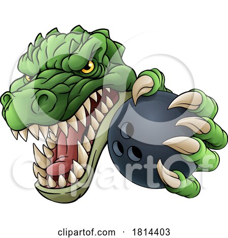 Crocodile Dinosaur Alligator Bowling Sports Mascot by AtStockIllustration