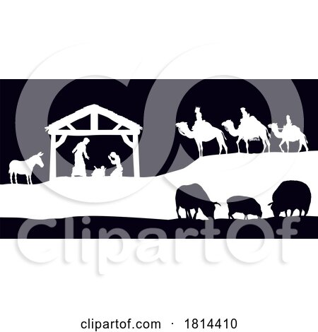 Christmas Nativity Scene Bethlehem Manger Wise Men by AtStockIllustration