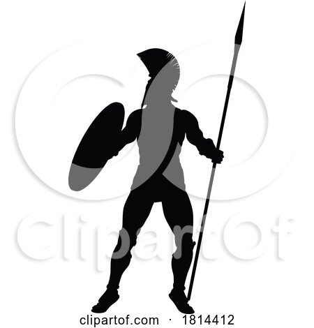 Spartan Silhouette Gladiator Trojan Greek Warrior by AtStockIllustration