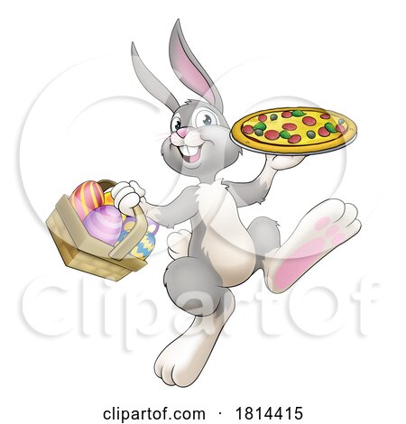 Easter Bunny Rabbit Cartoon Pizza Restaurant Chef by AtStockIllustration