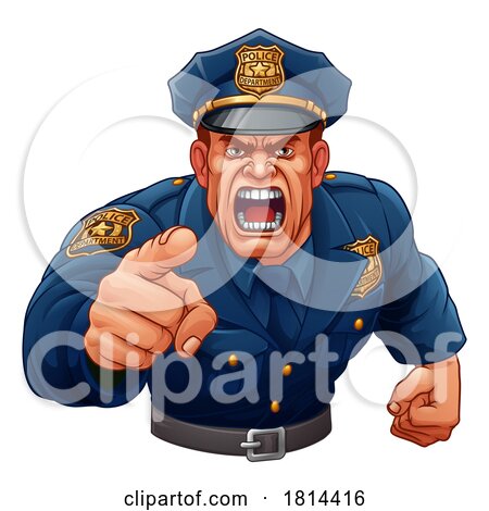 Policeman Angry Police Man Cartoon Character Cop by AtStockIllustration