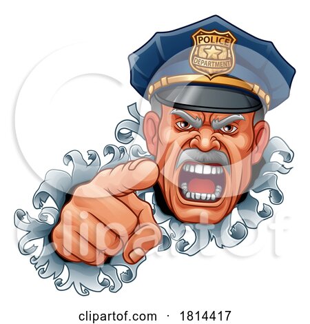 Policeman Angry Police Man Cartoon Character Cop by AtStockIllustration