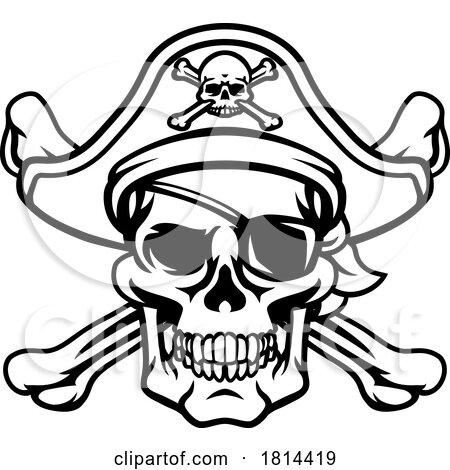 Pirate Hat Skull and Crossbones Cartoon by AtStockIllustration