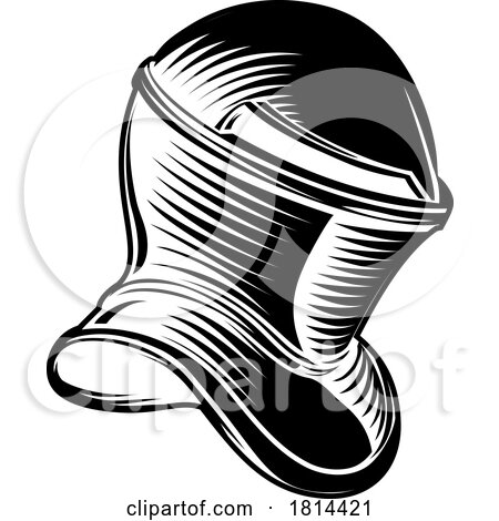 Knight Helm Medieval Helmet Vintage Woodcut Style by AtStockIllustration