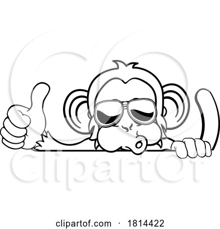 Monkey Sunglasses Cartoon Animal Thumbs up Sign by AtStockIllustration