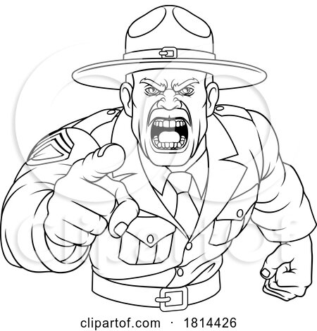 Drill Instructor Sergeant Bootcamp Army Soldier by AtStockIllustration