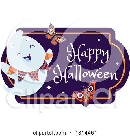 Happy Halloween Greeting Ghost by Vector Tradition SM