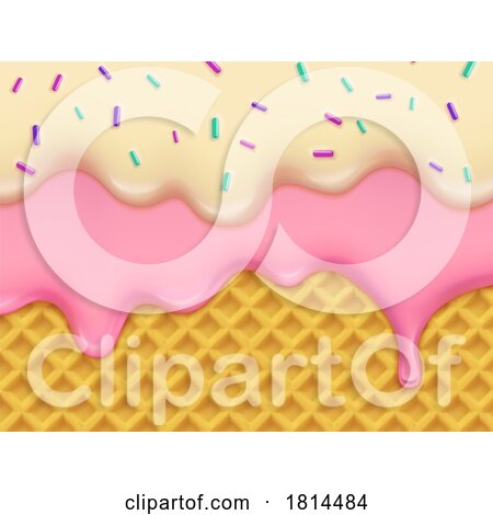 Sprinkle Ice Cream Waffle Cone Background by Vector Tradition SM