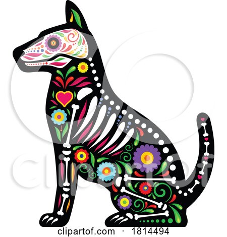 Dog Mexican Day of the Dead Sugar Skull Skeleton Licensed Stock Image by Vector Tradition SM