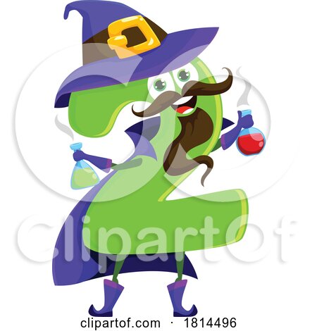 Wizard Number 2 Mascot Character by Vector Tradition SM