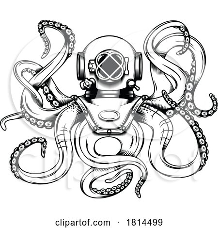 Octopus Wearing a Divers Helmet by Vector Tradition SM