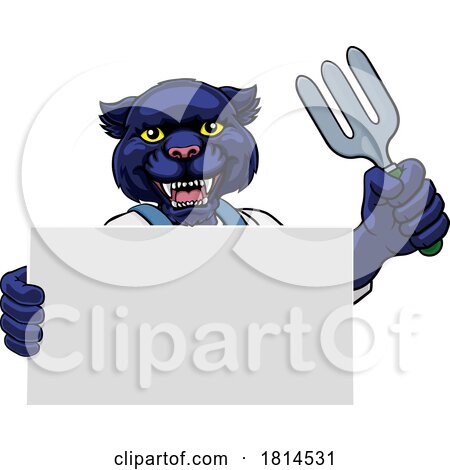 Gardener Panther Cartoon Tool Handyman Mascot by AtStockIllustration