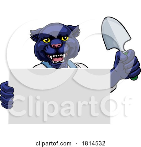 Gardener Panther Cartoon Tool Handyman Mascot by AtStockIllustration